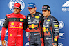 GP BELGIO, Qualifiche top three in parc ferme (L to R): Carlos Sainz Jr (ESP) Ferrari, second; Max Verstappen (NLD) Red Bull Racing, pole position; Sergio Perez (MEX) Red Bull Racing, third.
27.08.2022. Formula 1 World Championship, Rd 14, Belgian Grand Prix, Spa Francorchamps, Belgium, Qualifiche Day.
 - www.xpbimages.com, EMail: requests@xpbimages.com © Copyright: Coates / XPB Images
