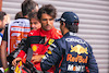 GP BELGIO, (L to R): Carlos Sainz Jr (ESP) Ferrari with Sergio Perez (MEX) Red Bull Racing in qualifying parc ferme.
27.08.2022. Formula 1 World Championship, Rd 14, Belgian Grand Prix, Spa Francorchamps, Belgium, Qualifiche Day.
- www.xpbimages.com, EMail: requests@xpbimages.com © Copyright: Bearne / XPB Images