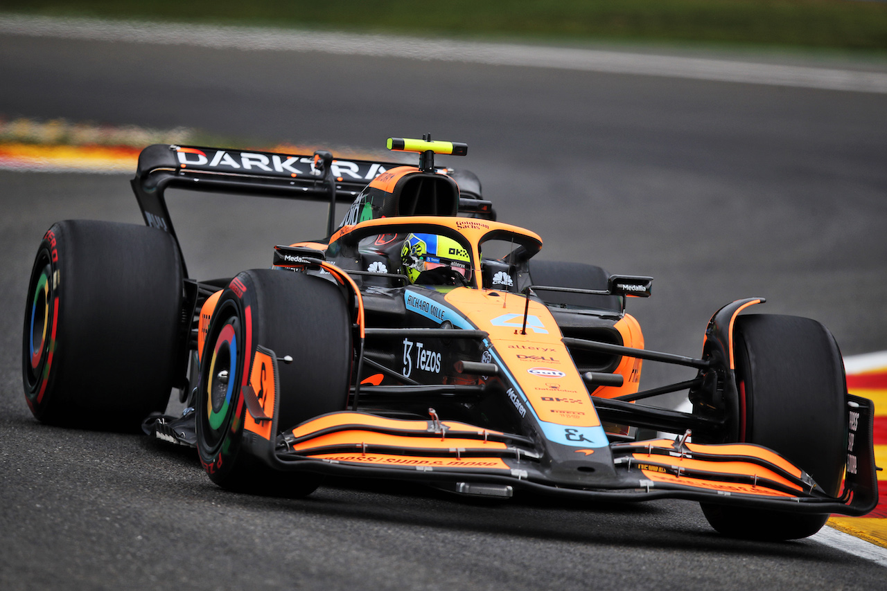 GP BELGIO, Lando Norris (GBR) McLaren MCL36.
26.08.2022. Formula 1 World Championship, Rd 14, Belgian Grand Prix, Spa Francorchamps, Belgium, Practice Day.
 - www.xpbimages.com, EMail: requests@xpbimages.com © Copyright: Coates / XPB Images