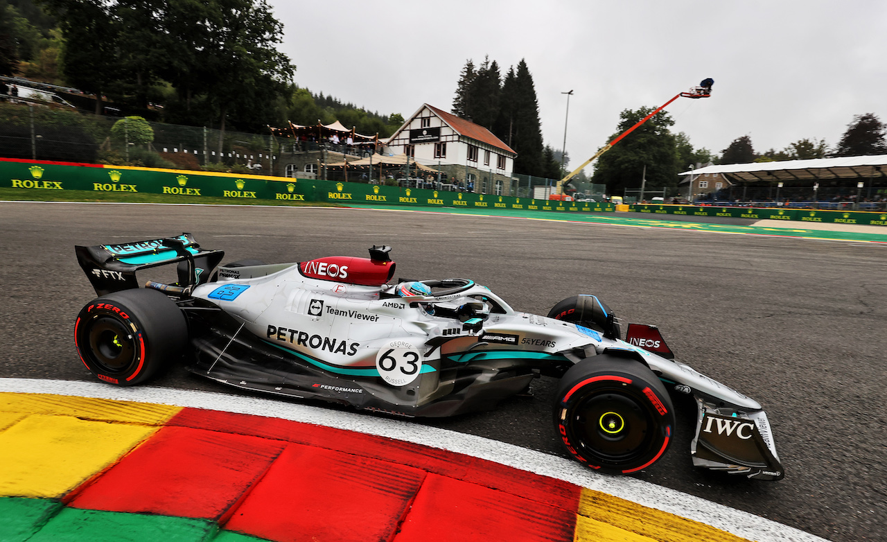 GP BELGIO, George Russell (GBR) Mercedes AMG F1 W13.
26.08.2022. Formula 1 World Championship, Rd 14, Belgian Grand Prix, Spa Francorchamps, Belgium, Practice Day.
- www.xpbimages.com, EMail: requests@xpbimages.com © Copyright: Moy / XPB Images