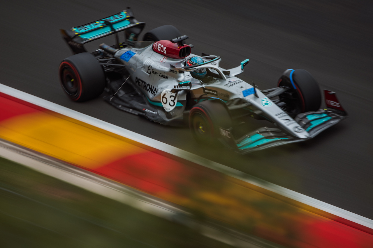 GP BELGIO, George Russell (GBR) Mercedes AMG F1 W13.
26.08.2022. Formula 1 World Championship, Rd 14, Belgian Grand Prix, Spa Francorchamps, Belgium, Practice Day.
- www.xpbimages.com, EMail: requests@xpbimages.com © Copyright: Bearne / XPB Images