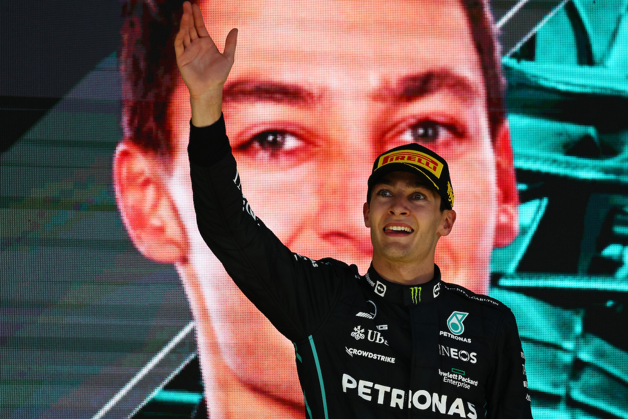 GP BRASILE, 1st place George Russell (GBR) Mercedes AMG F1. 
13.11.2022. Formula 1 World Championship, Rd 21, Brazilian Grand Prix, Sao Paulo, Brazil, Gara Day. - www.xpbimages.com, EMail: requests@xpbimages.com ¬© Copyright: Batchelor / XPB Images