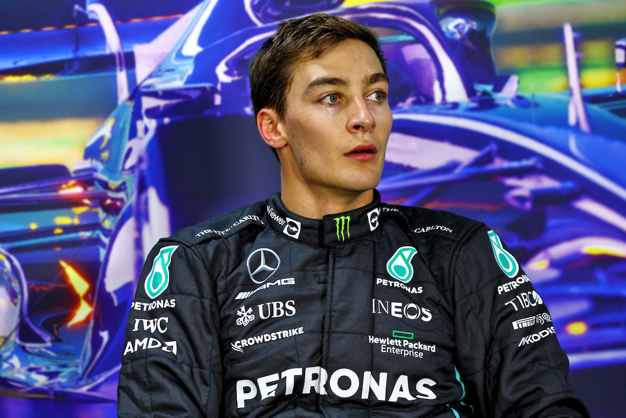 GP BRASILE, George Russell (GBR) Mercedes AMG F1 in the post Sprint FIA Press Conference.
12.11.2022. Formula 1 World Championship, Rd 21, Brazilian Grand Prix, Sao Paulo, Brazil, Sprint Day.
- www.xpbimages.com, EMail: requests@xpbimages.com © Copyright: Batchelor / XPB Images