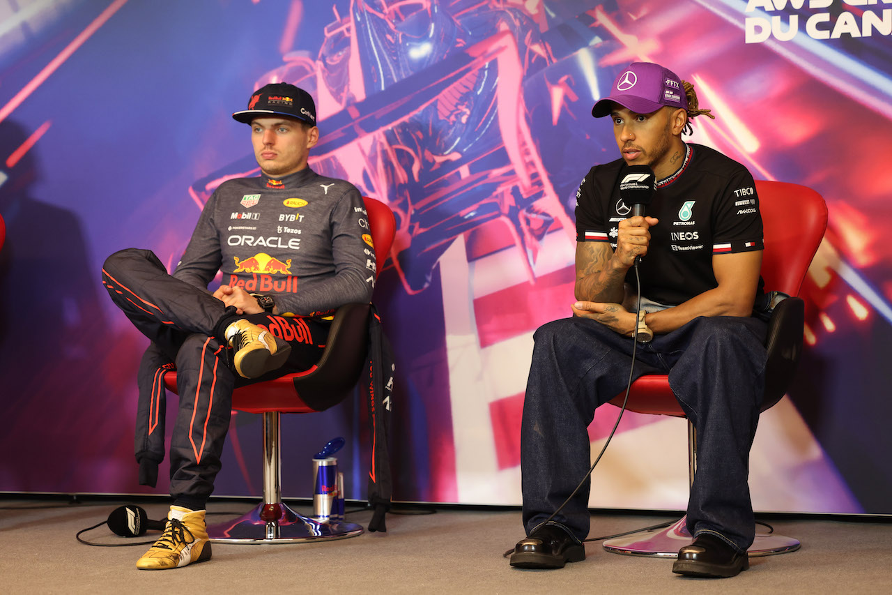 GP CANADA, (L to R): Max Verstappen (NLD) Red Bull Racing e Lewis Hamilton (GBR) Mercedes AMG F1 in the post race FIA Press Conference.
19.06.2022. Formula 1 World Championship, Rd 9, Canadian Grand Prix, Montreal, Canada, Gara Day.
- www.xpbimages.com, EMail: requests@xpbimages.com © Copyright: XPB Images
