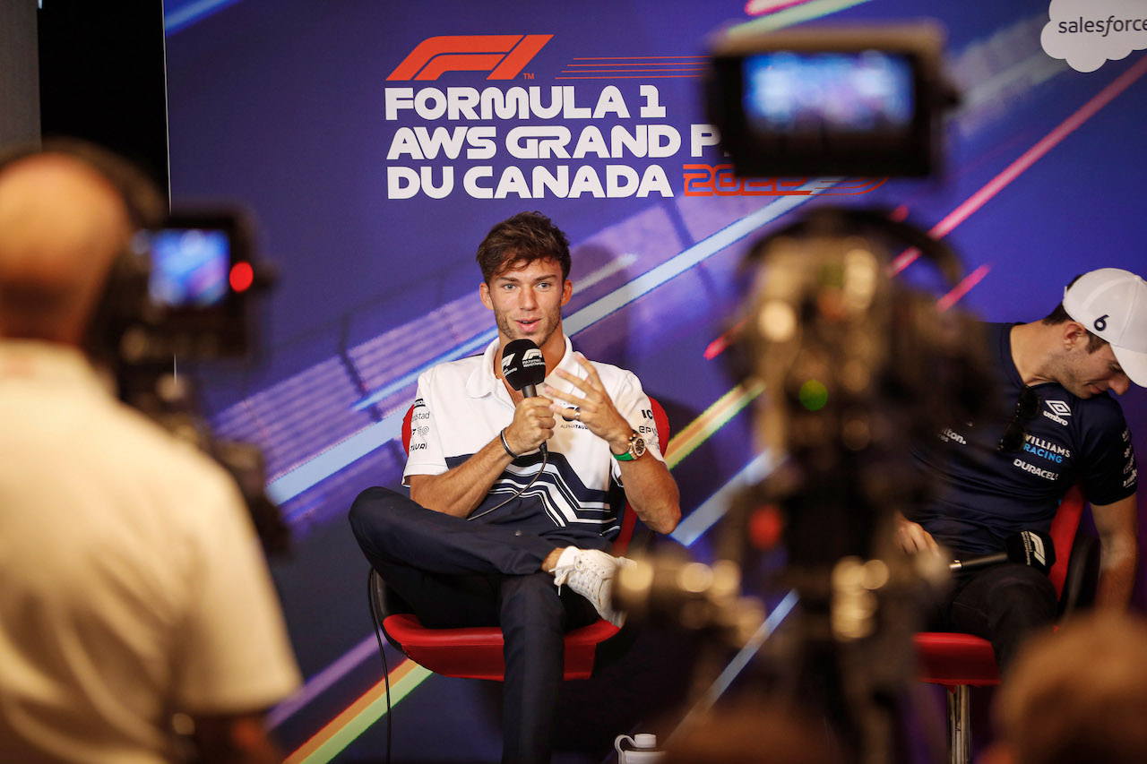 GP CANADA, Pierre Gasly (FRA) AlphaTauri in the FIA Press Conference.
17.06.2022. Formula 1 World Championship, Rd 9, Canadian Grand Prix, Montreal, Canada, Practice Day.
- www.xpbimages.com, EMail: requests@xpbimages.com © Copyright: XPB Images