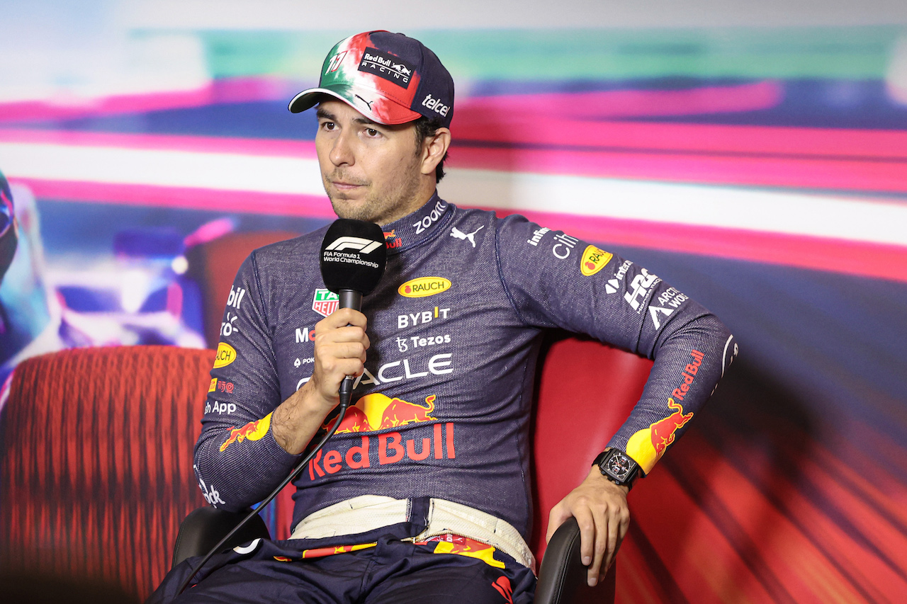 GP CITTA DEL MESSICO, Sergio Perez (MEX) Red Bull Racing in the post race FIA Press Conference.
30.10.2022. Formula 1 World Championship, Rd 20, Mexican Grand Prix, Mexico City, Mexico, Gara Day.
- www.xpbimages.com, EMail: requests@xpbimages.com © Copyright: XPB Images