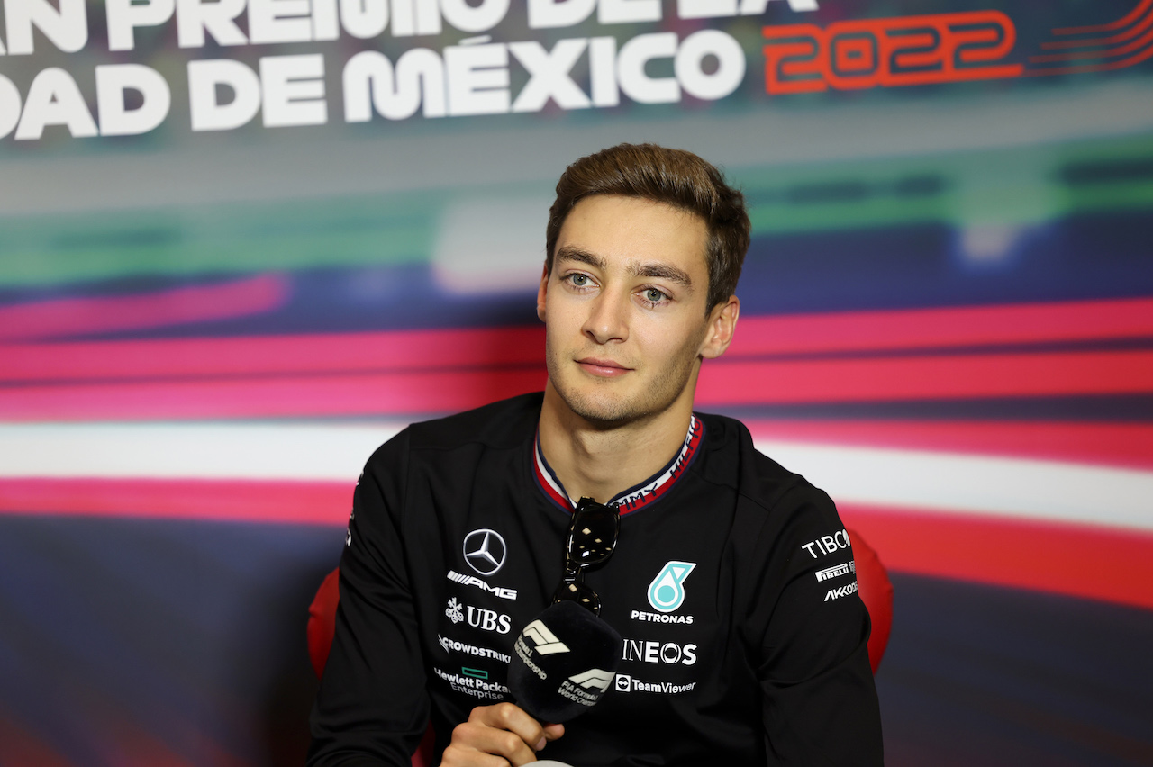 GP CITTA DEL MESSICO, George Russell (GBR) Mercedes AMG F1 in the FIA Press Conference.
27.10.2022. Formula 1 World Championship, Rd 20, Mexican Grand Prix, Mexico City, Mexico, Preparation Day.
- www.xpbimages.com, EMail: requests@xpbimages.com © Copyright: XPB Images