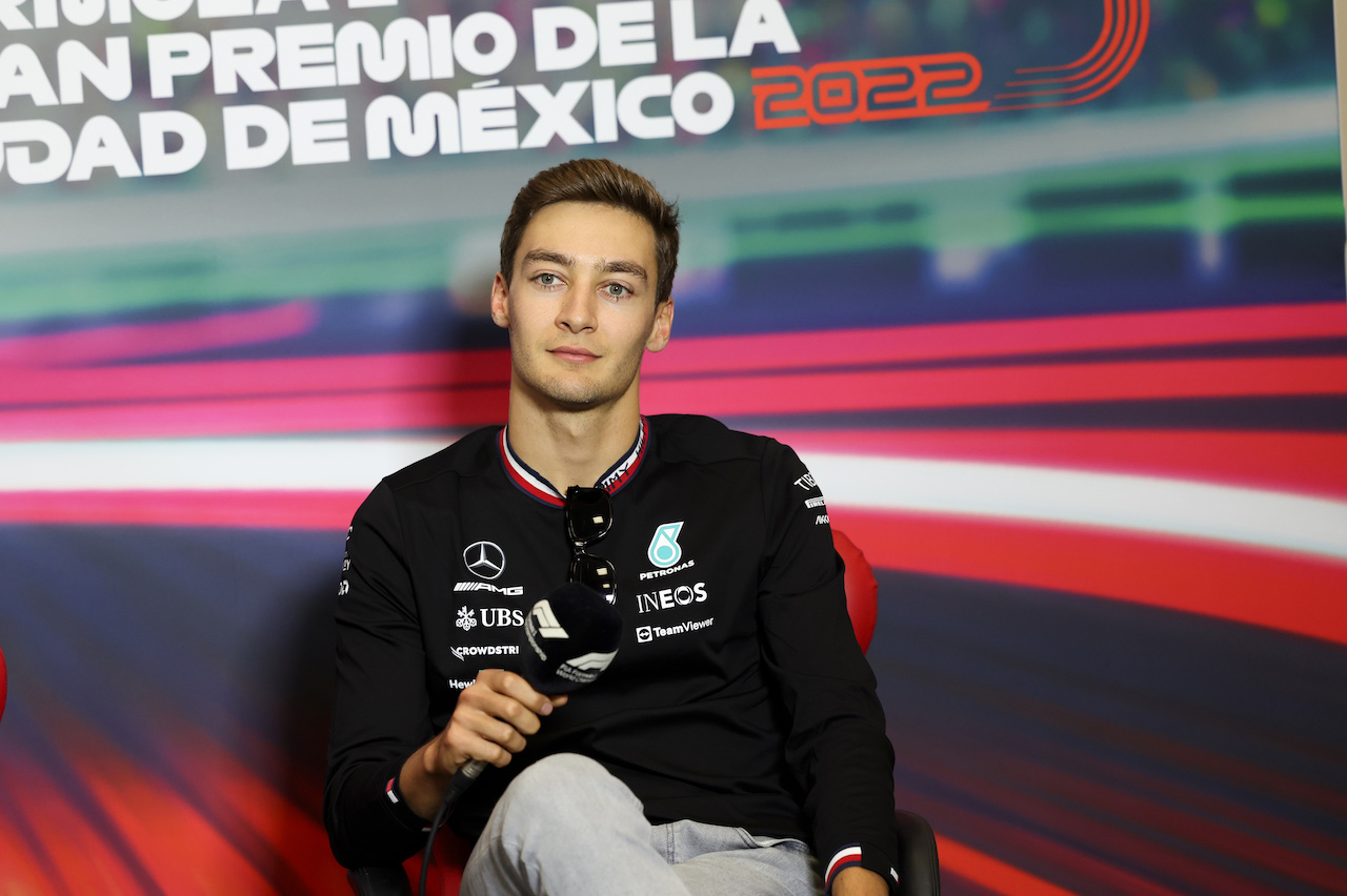 GP CITTA DEL MESSICO, George Russell (GBR) Mercedes AMG F1 in the FIA Press Conference.
27.10.2022. Formula 1 World Championship, Rd 20, Mexican Grand Prix, Mexico City, Mexico, Preparation Day.
- www.xpbimages.com, EMail: requests@xpbimages.com © Copyright: XPB Images