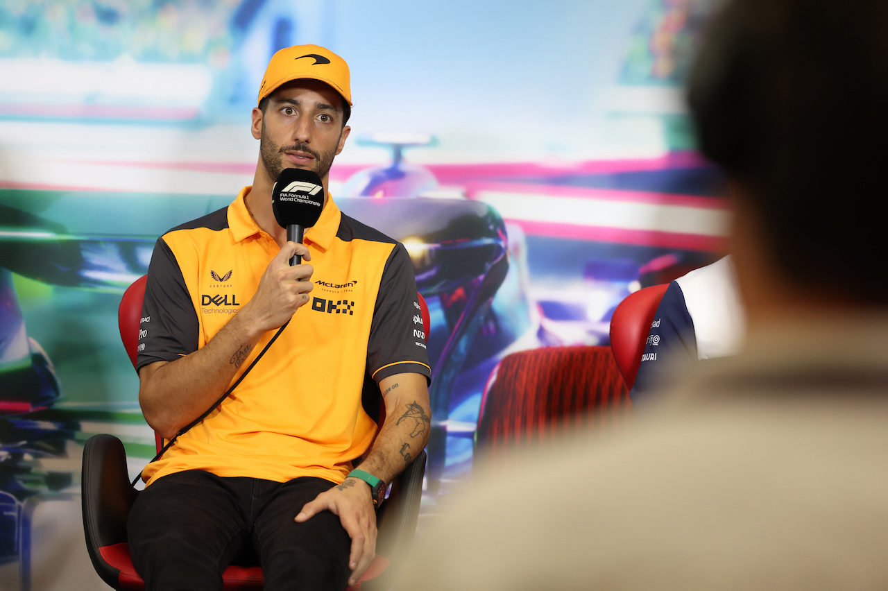 GP CITTA DEL MESSICO, Daniel Ricciardo (AUS) McLaren, in the FIA Press Conference.
27.10.2022. Formula 1 World Championship, Rd 20, Mexican Grand Prix, Mexico City, Mexico, Preparation Day.
- www.xpbimages.com, EMail: requests@xpbimages.com © Copyright: XPB Images