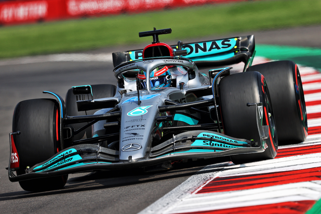 GP CITTA DEL MESSICO, George Russell (GBR) Mercedes AMG F1 W13.
29.10.2022. Formula 1 World Championship, Rd 20, Mexican Grand Prix, Mexico City, Mexico, Qualifiche Day.
- www.xpbimages.com, EMail: requests@xpbimages.com © Copyright: Moy / XPB Images