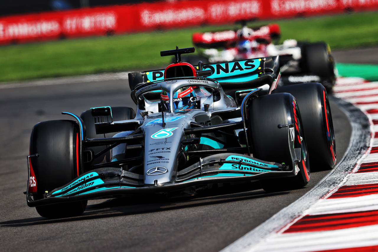 GP CITTA DEL MESSICO, George Russell (GBR) Mercedes AMG F1 W13.
29.10.2022. Formula 1 World Championship, Rd 20, Mexican Grand Prix, Mexico City, Mexico, Qualifiche Day.
- www.xpbimages.com, EMail: requests@xpbimages.com © Copyright: Moy / XPB Images