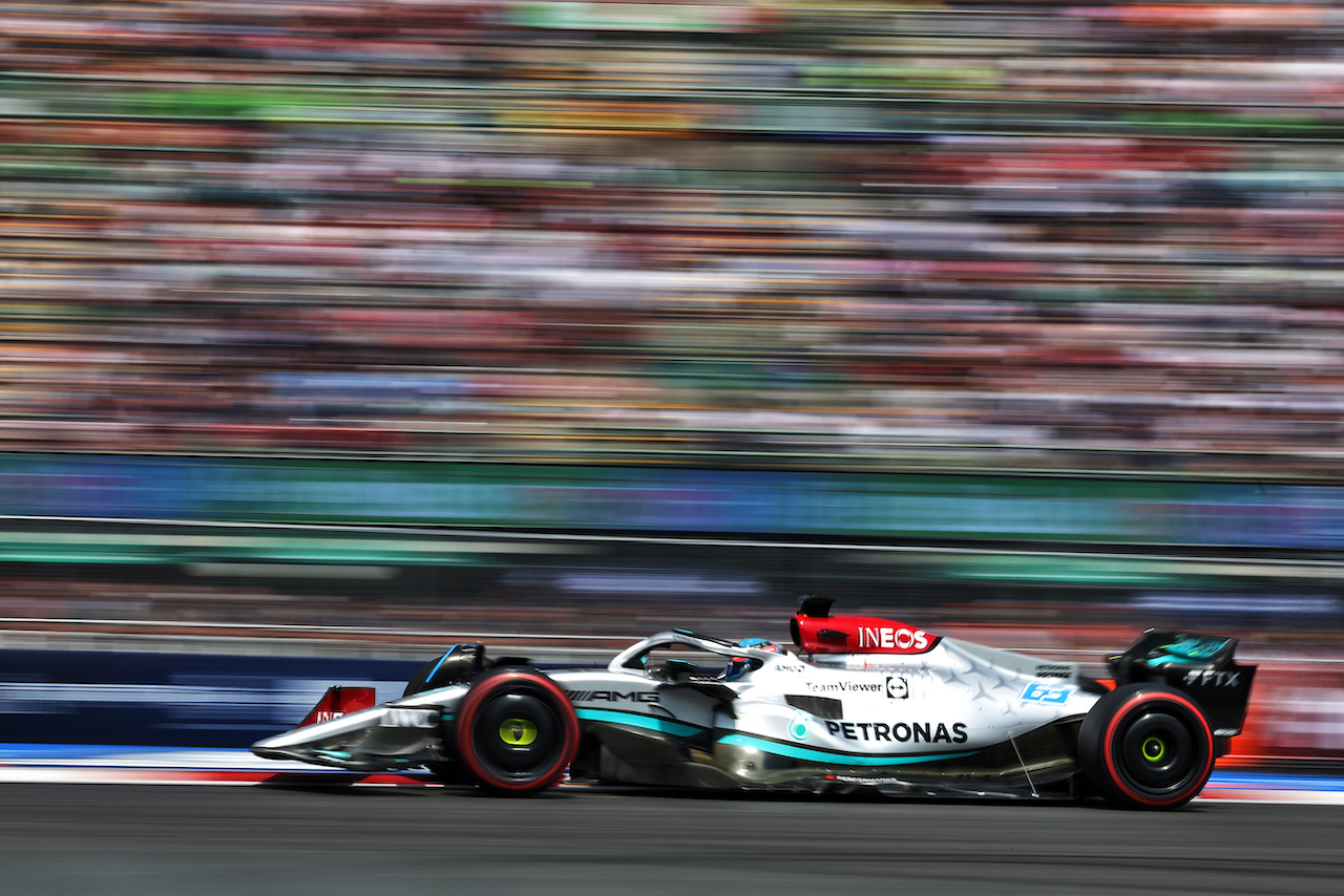 GP CITTA DEL MESSICO, George Russell (GBR) Mercedes AMG F1 W13.
29.10.2022. Formula 1 World Championship, Rd 20, Mexican Grand Prix, Mexico City, Mexico, Qualifiche Day.
- www.xpbimages.com, EMail: requests@xpbimages.com © Copyright: Bearne / XPB Images
