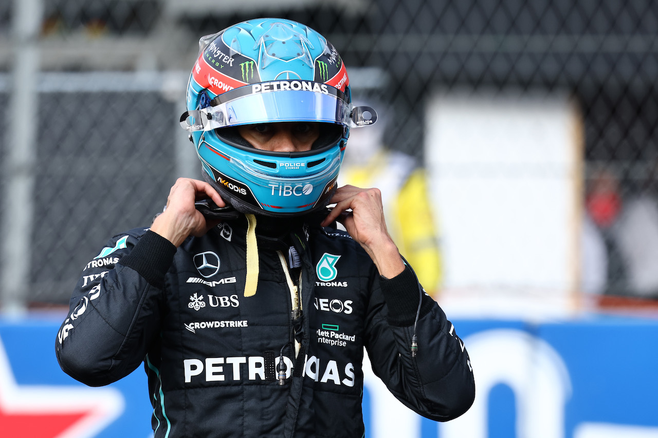 GP CITTA DEL MESSICO, George Russell (GBR) Mercedes AMG F1.
29.10.2022. Formula 1 World Championship, Rd 20, Mexican Grand Prix, Mexico City, Mexico, Qualifiche Day.
- www.xpbimages.com, EMail: requests@xpbimages.com ¬© Copyright: Batchelor / XPB Images