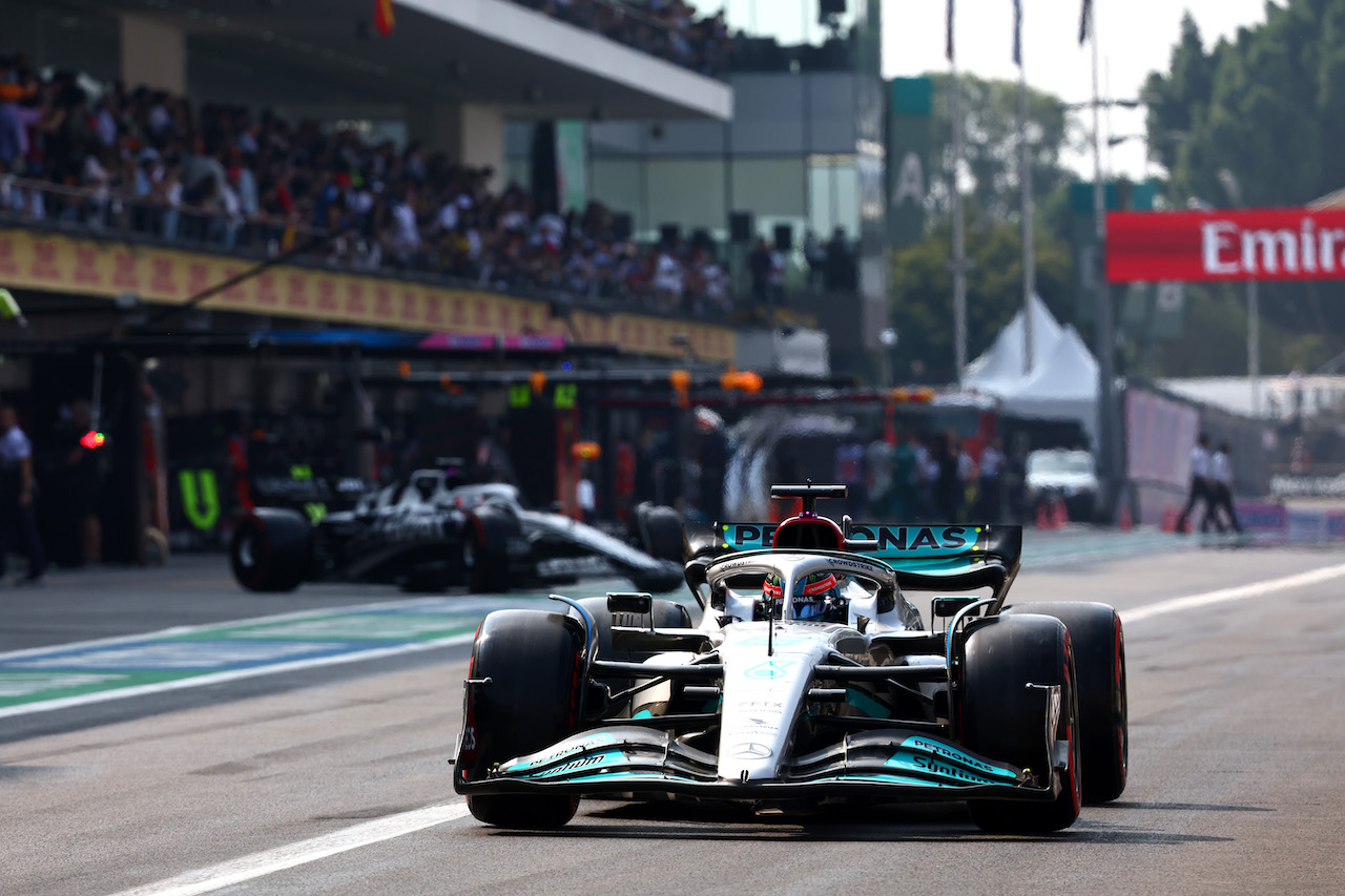 GP CITTA DEL MESSICO, George Russell (GBR) Mercedes AMG F1 W13.
29.10.2022. Formula 1 World Championship, Rd 20, Mexican Grand Prix, Mexico City, Mexico, Qualifiche Day.
- www.xpbimages.com, EMail: requests@xpbimages.com © Copyright: Batchelor / XPB Images