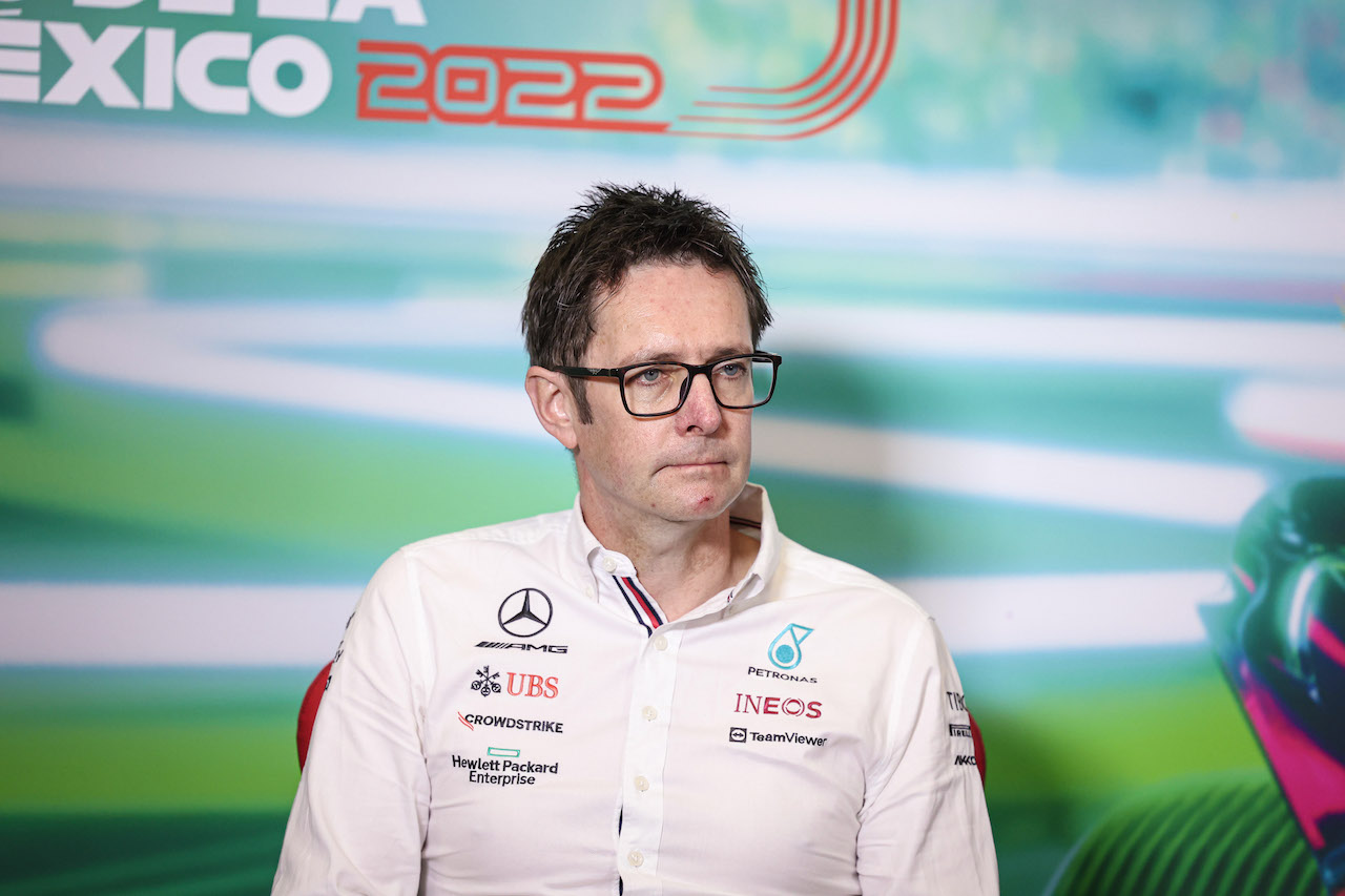GP CITTA DEL MESSICO, Andrew Shovlin (GBR) Mercedes AMG F1 Trackside Engineering Director, in the FIA Press Conference.
29.10.2022. Formula 1 World Championship, Rd 20, Mexican Grand Prix, Mexico City, Mexico, Qualifiche Day.
- www.xpbimages.com, EMail: requests@xpbimages.com © Copyright: XPB Images