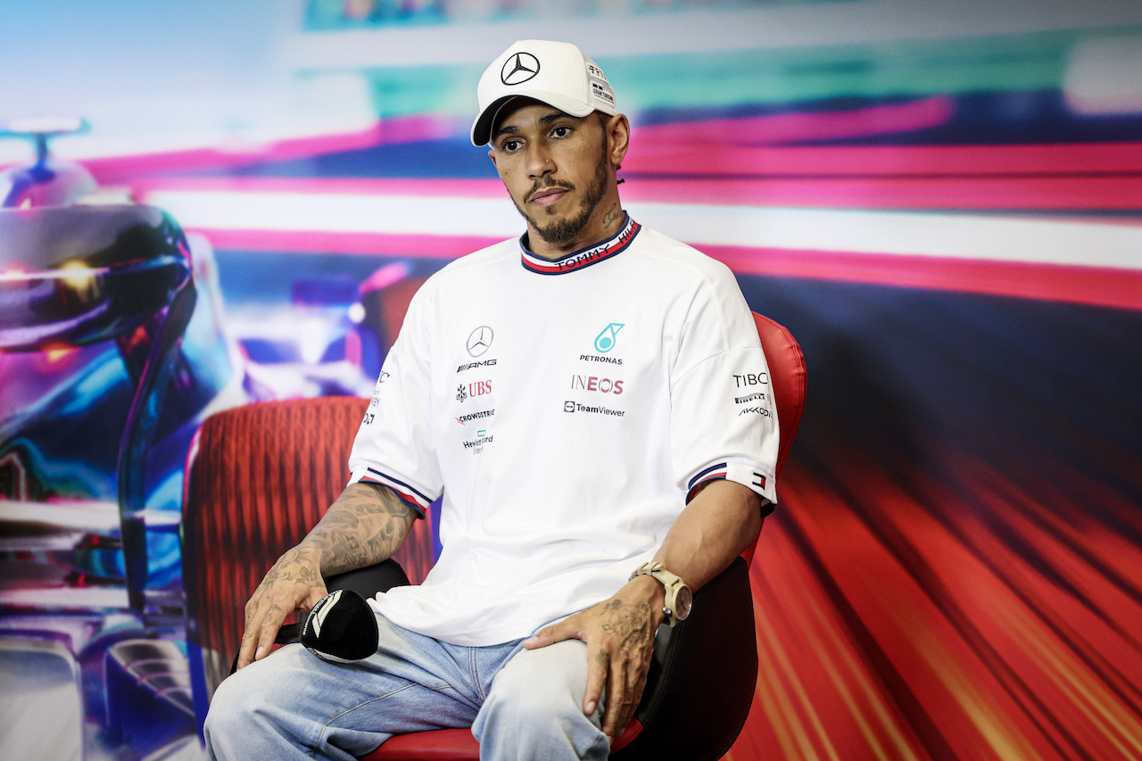 GP CITTA DEL MESSICO, Lewis Hamilton (GBR) Mercedes AMG F1 in the post qualifying FIA Press Conference.
29.10.2022. Formula 1 World Championship, Rd 20, Mexican Grand Prix, Mexico City, Mexico, Qualifiche Day.
- www.xpbimages.com, EMail: requests@xpbimages.com © Copyright: XPB Images