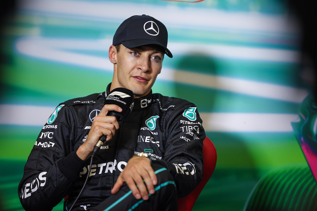 GP CITTA DEL MESSICO, George Russell (GBR) Mercedes AMG F1 in the post qualifying FIA Press Conference.
29.10.2022. Formula 1 World Championship, Rd 20, Mexican Grand Prix, Mexico City, Mexico, Qualifiche Day.
- www.xpbimages.com, EMail: requests@xpbimages.com © Copyright: XPB Images