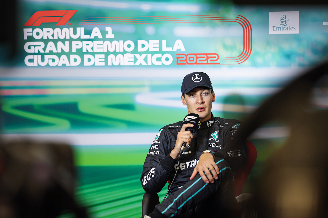 GP CITTA DEL MESSICO, George Russell (GBR) Mercedes AMG F1 in the post qualifying FIA Press Conference.
29.10.2022. Formula 1 World Championship, Rd 20, Mexican Grand Prix, Mexico City, Mexico, Qualifiche Day.
- www.xpbimages.com, EMail: requests@xpbimages.com © Copyright: XPB Images