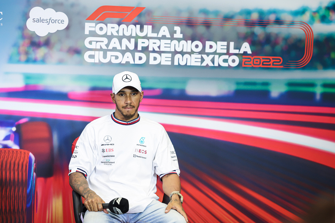 GP CITTA DEL MESSICO, Lewis Hamilton (GBR) Mercedes AMG F1 in the post qualifying FIA Press Conference.
29.10.2022. Formula 1 World Championship, Rd 20, Mexican Grand Prix, Mexico City, Mexico, Qualifiche Day.
- www.xpbimages.com, EMail: requests@xpbimages.com © Copyright: XPB Images