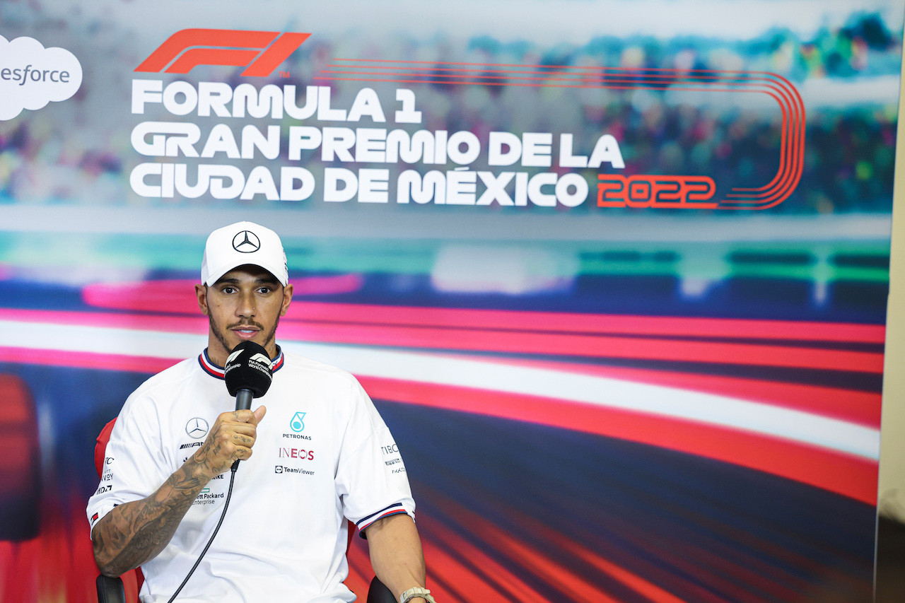 GP CITTA DEL MESSICO, Lewis Hamilton (GBR) Mercedes AMG F1 in the post qualifying FIA Press Conference.
29.10.2022. Formula 1 World Championship, Rd 20, Mexican Grand Prix, Mexico City, Mexico, Qualifiche Day.
- www.xpbimages.com, EMail: requests@xpbimages.com © Copyright: XPB Images