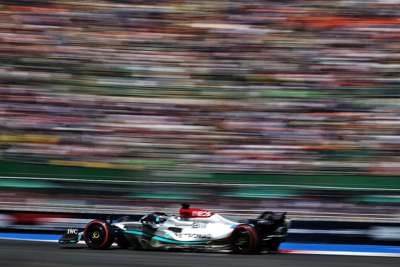GP CITTA DEL MESSICO, George Russell (GBR) Mercedes AMG F1 W13.
29.10.2022. Formula 1 World Championship, Rd 20, Mexican Grand Prix, Mexico City, Mexico, Qualifiche Day.
- www.xpbimages.com, EMail: requests@xpbimages.com © Copyright: Bearne / XPB Images