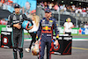 GP CITTA DEL MESSICO, (L to R): second placed George Russell (GBR) Mercedes AMG F1 in qualifying parc ferme with pole sitter Max Verstappen (NLD) Red Bull Racing.
29.10.2022. Formula 1 World Championship, Rd 20, Mexican Grand Prix, Mexico City, Mexico, Qualifiche Day.
- www.xpbimages.com, EMail: requests@xpbimages.com © Copyright: Moy / XPB Images