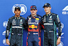 GP CITTA DEL MESSICO, Qualifiche top three in parc ferme (L to R): Lewis Hamilton (GBR) Mercedes AMG F1, third; Max Verstappen (NLD) Red Bull Racing, pole position; George Russell (GBR) Mercedes AMG F1, second.
29.10.2022. Formula 1 World Championship, Rd 20, Mexican Grand Prix, Mexico City, Mexico, Qualifiche Day.
- www.xpbimages.com, EMail: requests@xpbimages.com © Copyright: Moy / XPB Images