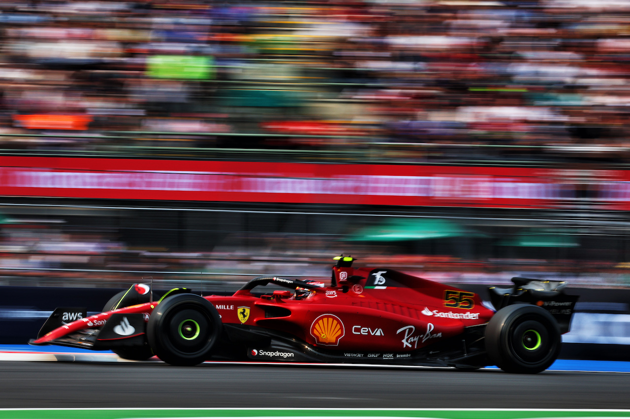 GP CITTA DEL MESSICO, Carlos Sainz Jr (ESP) Ferrari F1-75.
28.10.2022. Formula 1 World Championship, Rd 20, Mexican Grand Prix, Mexico City, Mexico, Practice Day.
 - www.xpbimages.com, EMail: requests@xpbimages.com © Copyright: Coates / XPB Images