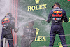 GP EMILIA ROMAGNA, Gara winner Max Verstappen (NLD) Red Bull Racing celebrates on the podium with team mate Max Verstappen (NLD) Red Bull Racing.
24.04.2022. Formula 1 World Championship, Rd 4, Emilia Romagna Grand Prix, Imola, Italy, Gara Day.
- www.xpbimages.com, EMail: requests@xpbimages.com © Copyright: Bearne / XPB Images