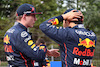 GP EMILIA ROMAGNA, Max Verstappen (NLD) Red Bull Racing e Sergio Perez (MEX) Red Bull Racing RB18.
23.04.2022. Formula 1 World Championship, Rd 4, Emilia Romagna Grand Prix, Imola, Italy, Sprint Day.
- www.xpbimages.com, EMail: requests@xpbimages.com ¬© Copyright: Batchelor / XPB Images