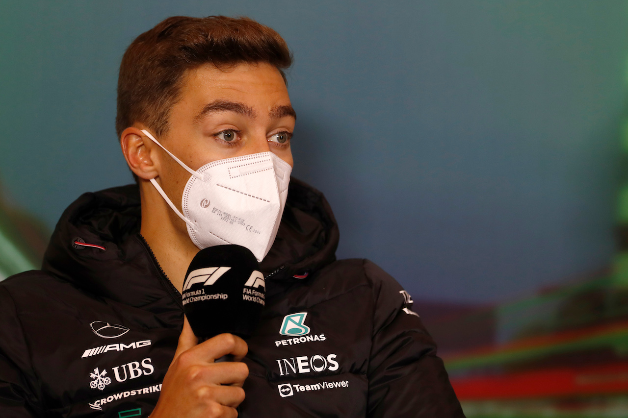 GP EMILIA ROMAGNA, George Russell (GBR) Mercedes AMG F1 in the FIA Press Conference.
22.04.2022. Formula 1 World Championship, Rd 4, Emilia Romagna Grand Prix, Imola, Italy, Qualifiche Day.
- www.xpbimages.com, EMail: requests@xpbimages.com © Copyright: XPB Images