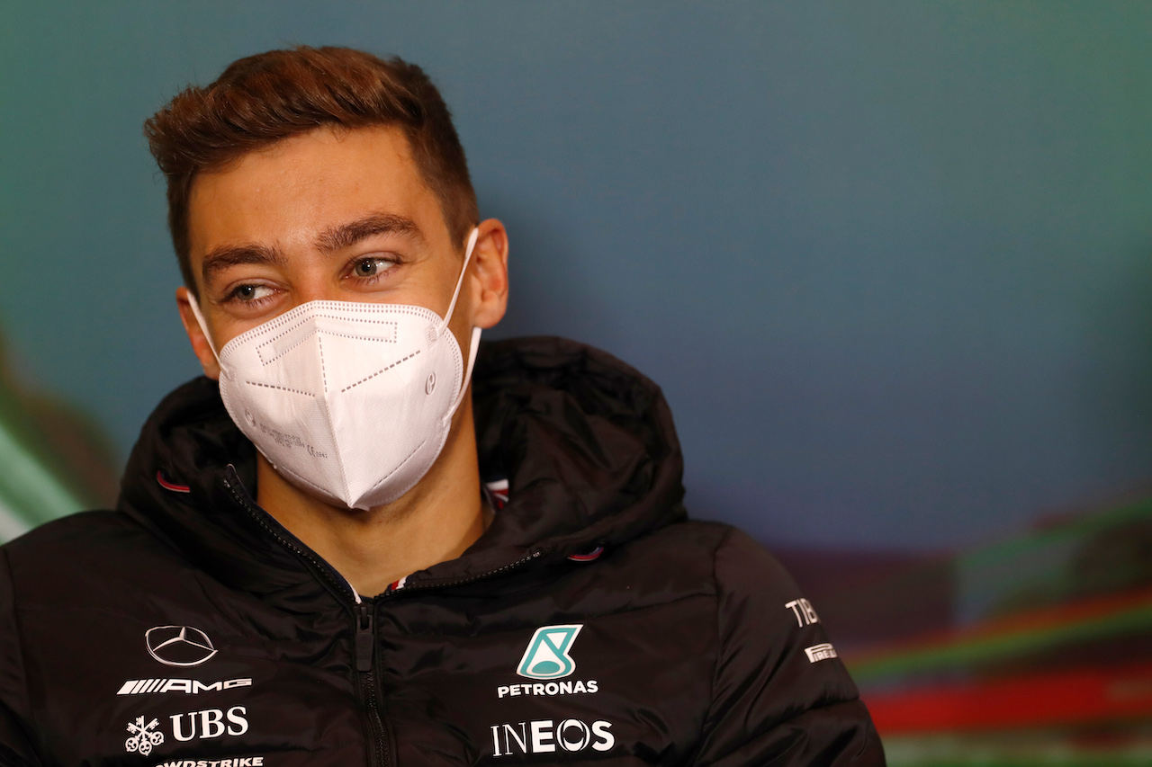 GP EMILIA ROMAGNA, George Russell (GBR) Mercedes AMG F1 in the FIA Press Conference.
22.04.2022. Formula 1 World Championship, Rd 4, Emilia Romagna Grand Prix, Imola, Italy, Qualifiche Day.
- www.xpbimages.com, EMail: requests@xpbimages.com © Copyright: XPB Images