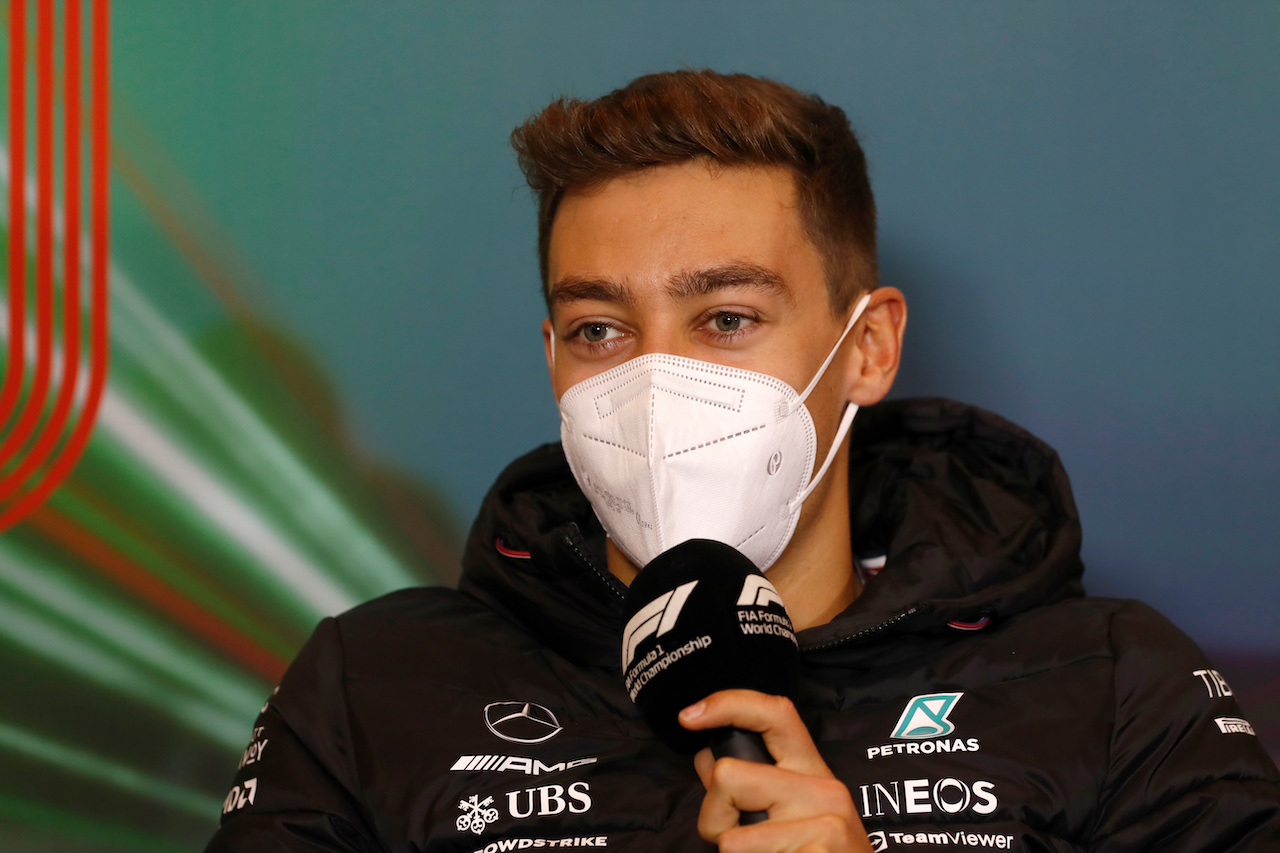 GP EMILIA ROMAGNA, George Russell (GBR) Mercedes AMG F1 in the FIA Press Conference.
22.04.2022. Formula 1 World Championship, Rd 4, Emilia Romagna Grand Prix, Imola, Italy, Qualifiche Day.
- www.xpbimages.com, EMail: requests@xpbimages.com © Copyright: XPB Images