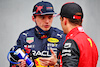 GP EMILIA ROMAGNA, (L to R): Max Verstappen (NLD) Red Bull Racing with Charles Leclerc (MON) Ferrari in qualifying parc ferme.
22.04.2022. Formula 1 World Championship, Rd 4, Emilia Romagna Grand Prix, Imola, Italy, Qualifiche Day.
- www.xpbimages.com, EMail: requests@xpbimages.com © Copyright: Batchelor / XPB Images