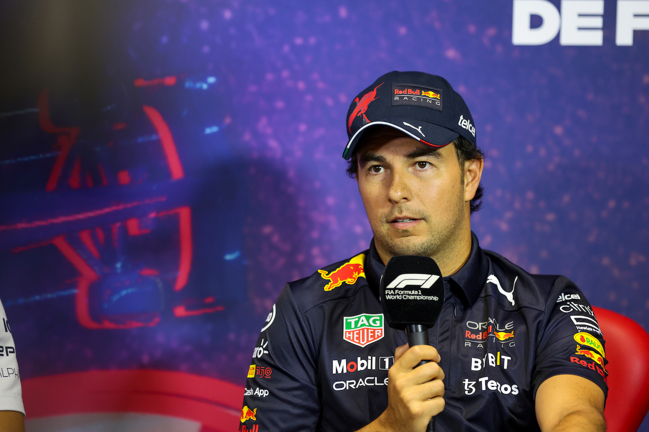 GP FRANCIA, Sergio Perez (MEX) Red Bull Racing in the FIA Press Conference.
21.07.2022. Formula 1 World Championship, Rd 12, French Grand Prix, Paul Ricard, France, Preparation Day.
- www.xpbimages.com, EMail: requests@xpbimages.com © Copyright: XPB Images