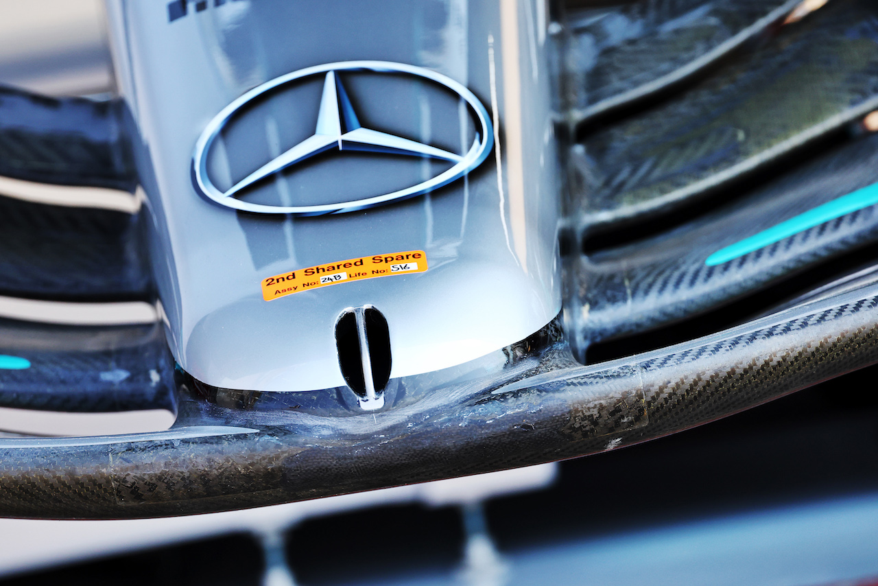 GP FRANCIA, Mercedes AMG F1 W13 nosecone.
21.07.2022. Formula 1 World Championship, Rd 12, French Grand Prix, Paul Ricard, France, Preparation Day.
- www.xpbimages.com, EMail: requests@xpbimages.com © Copyright: Batchelor / XPB Images