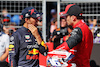 GP FRANCIA, (L to R): Sergio Perez (MEX) Red Bull Racing with pole sitter Charles Leclerc (MON) Ferrari in qualifying parc ferme.
23.07.2022. Formula 1 World Championship, Rd 12, French Grand Prix, Paul Ricard, France, Qualifiche Day.
- www.xpbimages.com, EMail: requests@xpbimages.com © Copyright: Bearne / XPB Images
