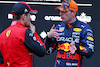 GP GIAPPONE, (L to R): Charles Leclerc (MON) Ferrari with vincitore Max Verstappen (NLD) Red Bull Racing in parc ferme.
09.10.2022. Formula 1 World Championship, Rd 18, Japanese Grand Prix, Suzuka, Japan, Gara Day.
 - www.xpbimages.com, EMail: requests@xpbimages.com © Copyright: Coates / XPB Images