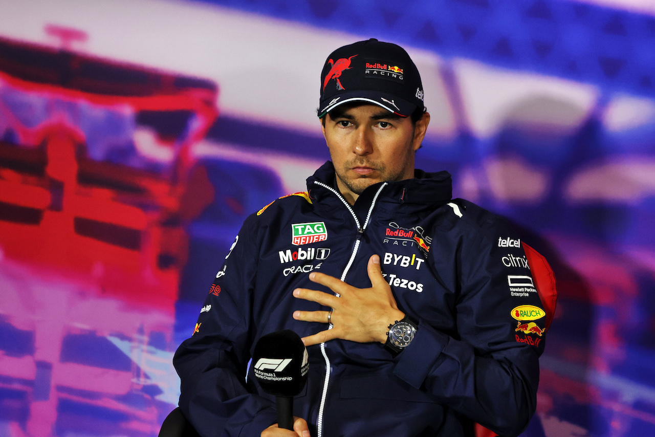 GP GRAN BRETAGNA, Sergio Perez (MEX) Red Bull Racing in the post race FIA Press Conference.
03.07.2022. Formula 1 World Championship, Rd 10, British Grand Prix, Silverstone, England, Gara Day.
- www.xpbimages.com, EMail: requests@xpbimages.com © Copyright: Moy / XPB Images