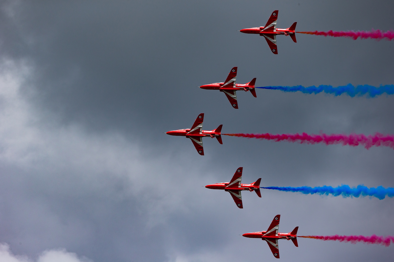 GP GRAN BRETAGNA, Circuit Atmosfera - Red Arrows.
03.07.2022. Formula 1 World Championship, Rd 10, British Grand Prix, Silverstone, England, Gara Day.
- www.xpbimages.com, EMail: requests@xpbimages.com © Copyright: Rew / XPB Images