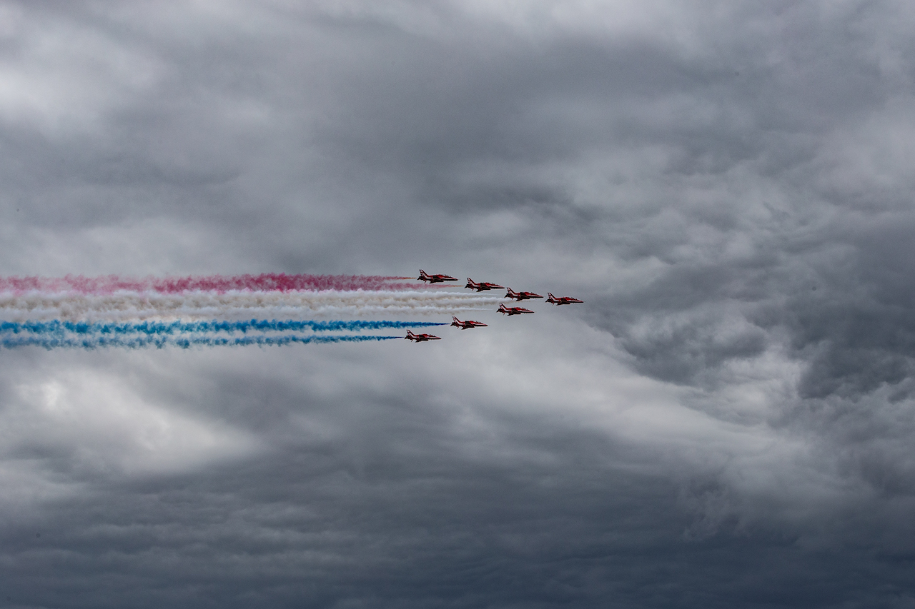 GP GRAN BRETAGNA, Circuit Atmosfera - Red Arrows.
03.07.2022. Formula 1 World Championship, Rd 10, British Grand Prix, Silverstone, England, Gara Day.
- www.xpbimages.com, EMail: requests@xpbimages.com © Copyright: Rew / XPB Images