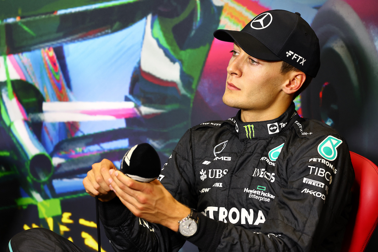 GP ITALIA, George Russell (GBR) Mercedes AMG F1 in the post race FIA Press Conference.
11.09.2022. Formula 1 World Championship, Rd 16, Italian Grand Prix, Monza, Italy, Gara Day.
- www.xpbimages.com, EMail: requests@xpbimages.com © Copyright: Batchelor / XPB Images