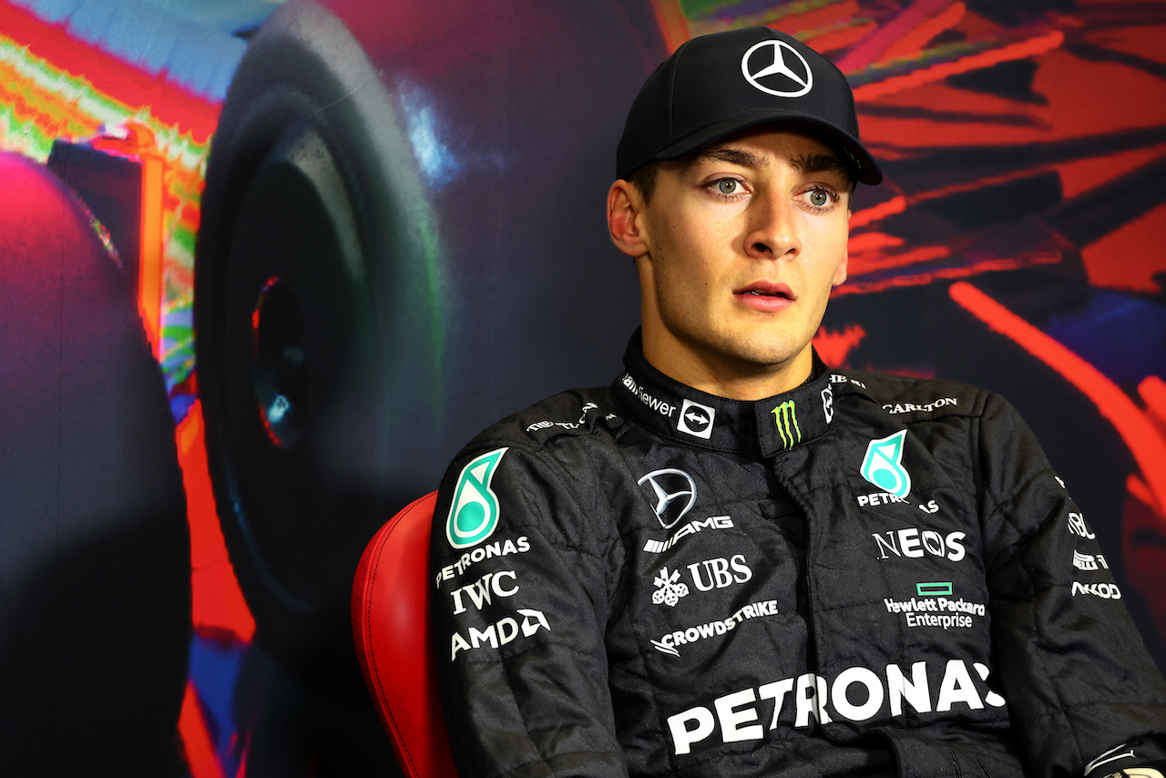 GP ITALIA, George Russell (GBR) Mercedes AMG F1 in the post race FIA Press Conference.
11.09.2022. Formula 1 World Championship, Rd 16, Italian Grand Prix, Monza, Italy, Gara Day.
- www.xpbimages.com, EMail: requests@xpbimages.com © Copyright: Batchelor / XPB Images