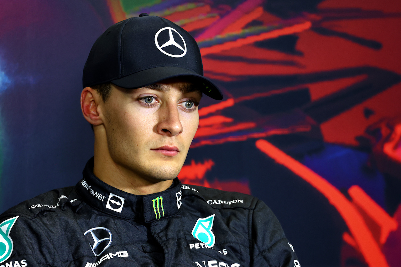GP ITALIA, George Russell (GBR) Mercedes AMG F1 in the post race FIA Press Conference.
11.09.2022. Formula 1 World Championship, Rd 16, Italian Grand Prix, Monza, Italy, Gara Day.
- www.xpbimages.com, EMail: requests@xpbimages.com © Copyright: Batchelor / XPB Images