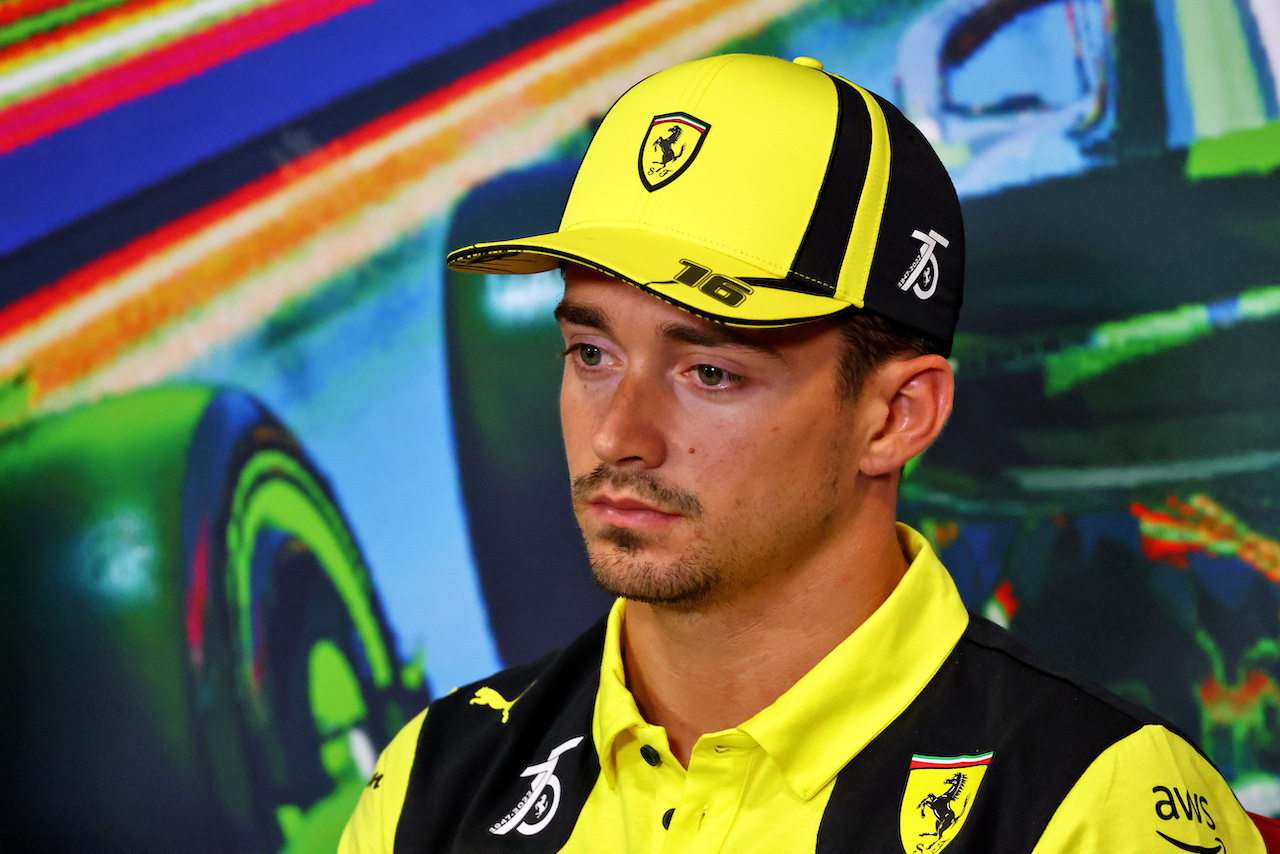 GP ITALIA, Charles Leclerc (MON) Ferrari in the FIA Press Conference.
08.09.2022. Formula 1 World Championship, Rd 16, Italian Grand Prix, Monza, Italy, Preparation Day.
- www.xpbimages.com, EMail: requests@xpbimages.com © Copyright: Charniaux / XPB Images