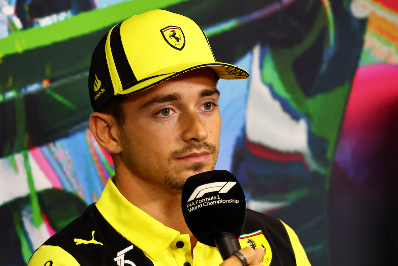 GP ITALIA, Charles Leclerc (MON) Ferrari in the FIA Press Conference.
08.09.2022. Formula 1 World Championship, Rd 16, Italian Grand Prix, Monza, Italy, Preparation Day.
- www.xpbimages.com, EMail: requests@xpbimages.com © Copyright: Charniaux / XPB Images