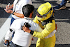 GP ITALIA, Charles Leclerc (MON) Ferrari celebrates his pole position in qualifying parc ferme with Mohammed Bin Sulayem (UAE) FIA President.
10.09.2022. Formula 1 World Championship, Rd 16, Italian Grand Prix, Monza, Italy, Qualifiche Day.
 - www.xpbimages.com, EMail: requests@xpbimages.com © Copyright: Coates / XPB Images