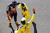 GP ITALIA, Charles Leclerc (MON) Ferrari celebrates his pole position in qualifying parc ferme with Max Verstappen (NLD) Red Bull Racing e Carlos Sainz Jr (ESP) Ferrari.
10.09.2022. Formula 1 World Championship, Rd 16, Italian Grand Prix, Monza, Italy, Qualifiche Day.
 - www.xpbimages.com, EMail: requests@xpbimages.com © Copyright: Coates / XPB Images