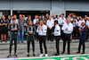 GP ITALIA, (L to R): George Russell (GBR) Mercedes AMG F1; Lewis Hamilton (GBR) Mercedes AMG F1; Stefano Domenicali (ITA) Formula One President e CEO; Mohammed Bin Sulayem (UAE) FIA President; Ross Brawn (GBR) Managing Director, Motor Sports; e Dr. Angelo Sticchi Damiani (ITA) Aci Csai President, in the pits as a minutes's silence is held in memory of Queen Elizabeth II.
09.09.2022. Formula 1 World Championship, Rd 16, Italian Grand Prix, Monza, Italy, Practice Day.
 - www.xpbimages.com, EMail: requests@xpbimages.com © Copyright: Coates / XPB Images