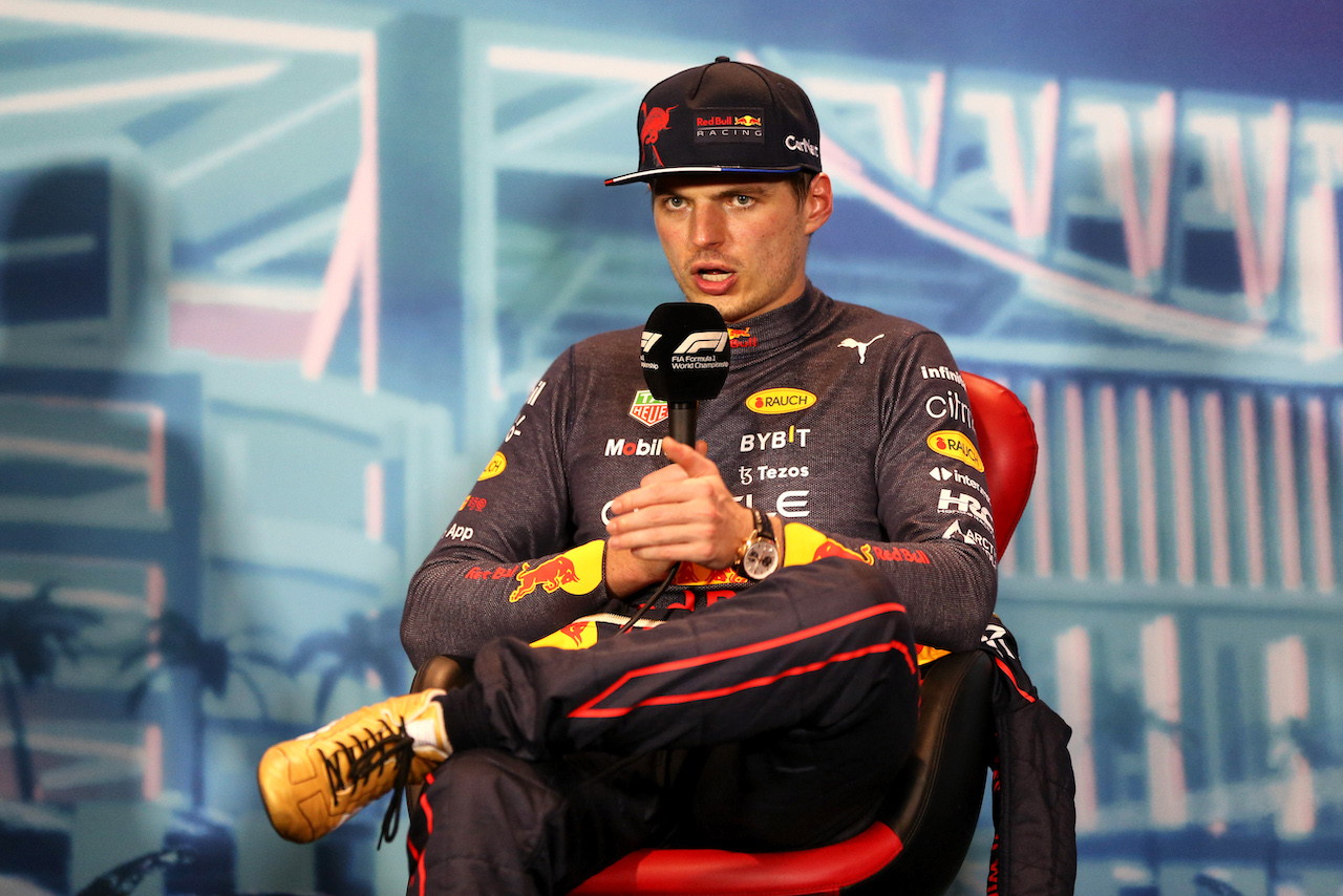 GP MIAMI, Max Verstappen (NLD) Red Bull Racing in the post race FIA Press Conference.
08.05.2022. Formula 1 World Championship, Rd 5, Miami Grand Prix, Miami, Florida, USA, Gara Day.
- www.xpbimages.com, EMail: requests@xpbimages.com © Copyright: Rew / XPB Images